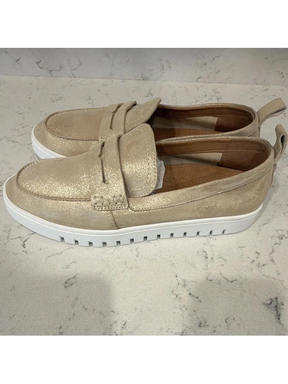 Vionic Gold Metallic Faux Leather Slip-On Loafer Flats Women's US 9.5 Round